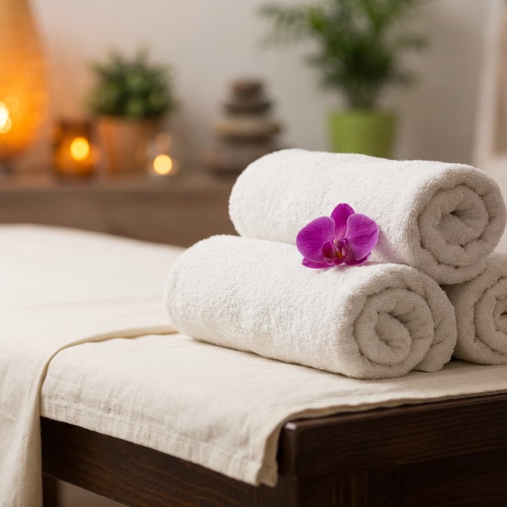 Clean towels and orchids